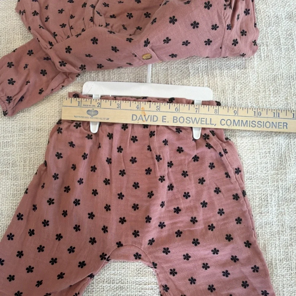 NWT Baby Cat And Jack 2 pc. Pink With Flowers 100% Cotton 0-3 Mos.